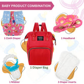 Baby Care Accessories Cloth Diaper, Inserts, Diaper Bag, Headbands, Nibbler (Set of 5)